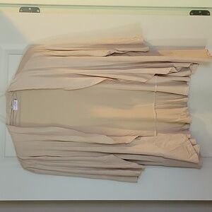 NWOT Beige Knit 3/4 Sleeve Ruffle Hem Blazer (lightweight)